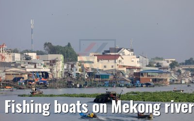 Fishing boats on Mekong river 10.04.2017