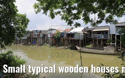 Small typical wooden houses near Tan Chau, Vietnam 10.04.2017
