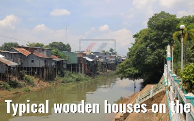 Typical wooden houses on the Mekong River 10.04.2017