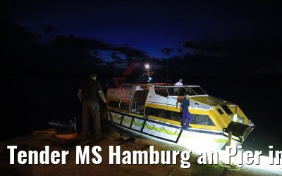 Tender MS Hamburg an Pier in Antilla, Kuba 06.12.2017