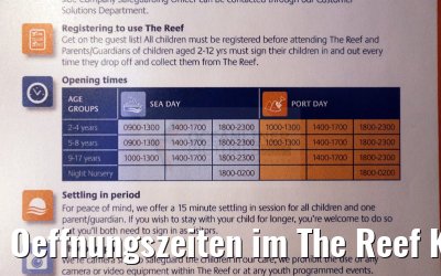 Oeffnungszeiten im The Reef Kinderbereich MS Britannia