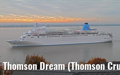 Thomson Dream (Thomson Cruises) approaching port of Hamburg - November 14, 2012