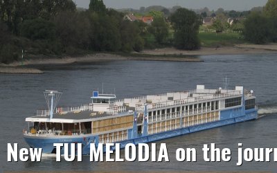 New  TUI MELODIA on the journey from the shipyard in Stralsund to Passau (17. April 2011).