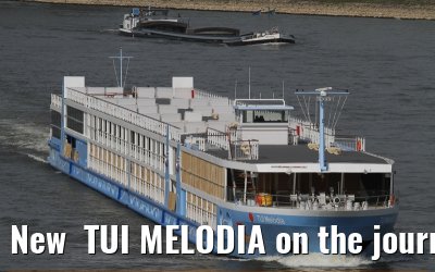 New  TUI MELODIA on the journey from the shipyard in Stralsund to Passau (17. April 2011).