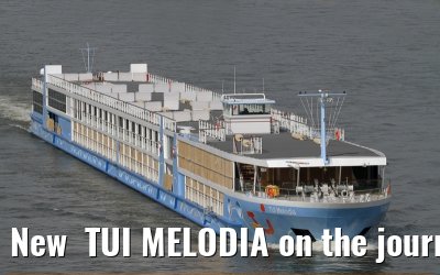 New  TUI MELODIA on the journey from the shipyard in Stralsund to Passau (17. April 2011).