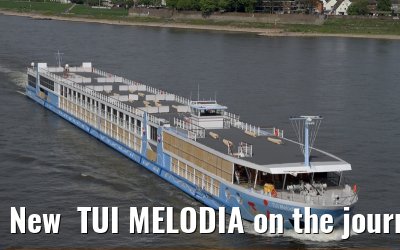 New  TUI MELODIA on the journey from the shipyard in Stralsund to Passau (17. April 2011).