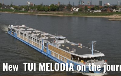 New  TUI MELODIA on the journey from the shipyard in Stralsund to Passau (17. April 2011).