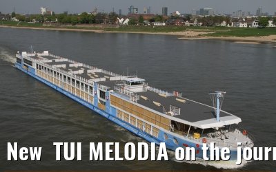 New  TUI MELODIA on the journey from the shipyard in Stralsund to Passau (17. April 2011).