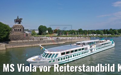 MS Viola vor Reiterstandbild Kaiser Wilhelm I am Deutschen Eck in Koblenz 05.06.2019