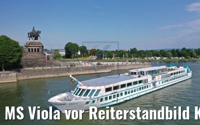 MS Viola vor Reiterstandbild Kaiser Wilhelm I am Deutschen Eck in Koblenz 05.06.2019