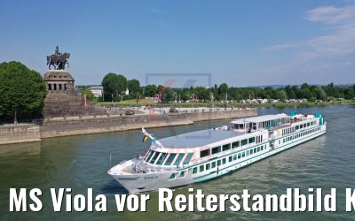 MS Viola vor Reiterstandbild Kaiser Wilhelm I am Deutschen Eck in Koblenz 05.06.2019