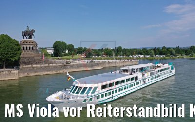 MS Viola vor Reiterstandbild Kaiser Wilhelm I am Deutschen Eck in Koblenz 05.06.2019