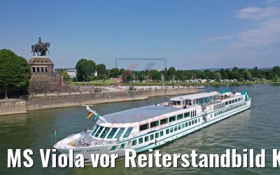 MS Viola vor Reiterstandbild Kaiser Wilhelm I am Deutschen Eck in Koblenz 05.06.2019