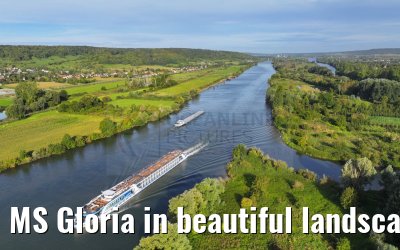 MS Gloria in beautiful landscape near Vernon, Seine river 19.09.2023