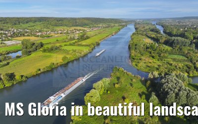 MS Gloria in beautiful landscape near Vernon, Seine river 19.09.2023