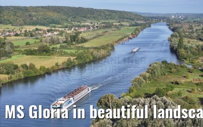 MS Gloria in beautiful landscape near Vernon, Seine river 19.09.2023