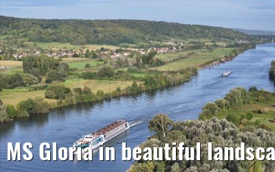 MS Gloria in beautiful landscape near Vernon, Seine river 19.09.2023