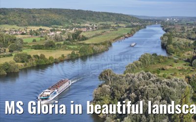 MS Gloria in beautiful landscape near Vernon, Seine river 19.09.2023