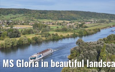 MS Gloria in beautiful landscape near Vernon, Seine river 19.09.2023