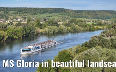 MS Gloria in beautiful landscape near Vernon, Seine river 19.09.2023