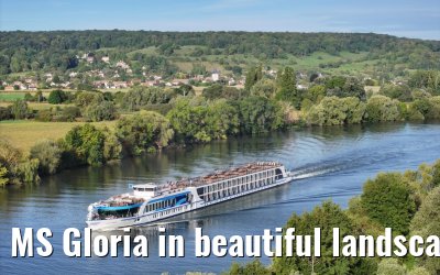 MS Gloria in beautiful landscape near Vernon, Seine river 19.09.2023