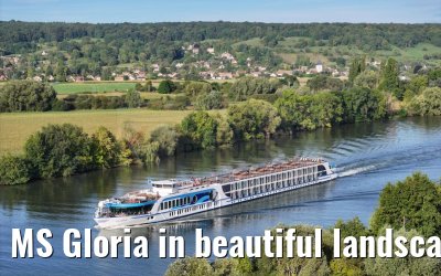 MS Gloria in beautiful landscape near Vernon, Seine river 19.09.2023
