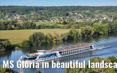 MS Gloria in beautiful landscape near Vernon, Seine river 19.09.2023