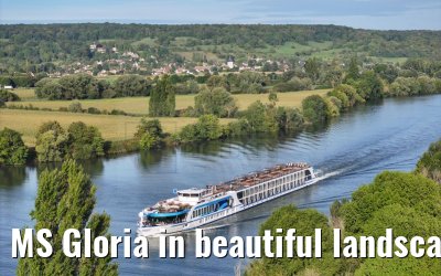 MS Gloria in beautiful landscape near Vernon, Seine river 19.09.2023