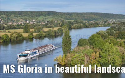 MS Gloria in beautiful landscape near Vernon, Seine river 19.09.2023