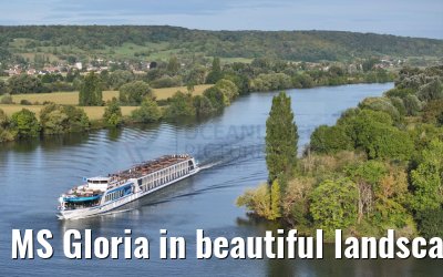 MS Gloria in beautiful landscape near Vernon, Seine river 19.09.2023
