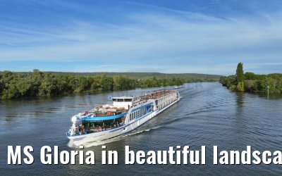 MS Gloria in beautiful landscape near Vernon, Seine river 19.09.2023