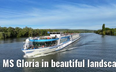 MS Gloria in beautiful landscape near Vernon, Seine river 19.09.2023