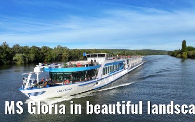 MS Gloria in beautiful landscape near Vernon, Seine river 19.09.2023