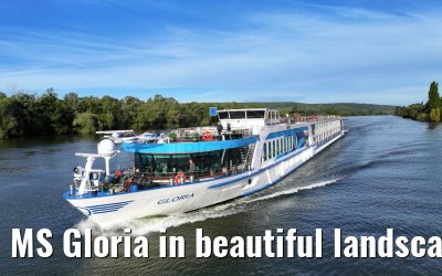 MS Gloria in beautiful landscape near Vernon, Seine river 19.09.2023