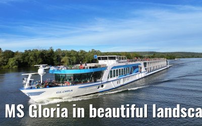 MS Gloria in beautiful landscape near Vernon, Seine river 19.09.2023