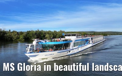 MS Gloria in beautiful landscape near Vernon, Seine river 19.09.2023