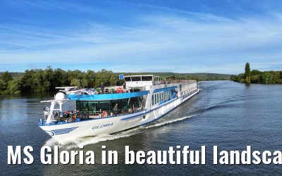MS Gloria in beautiful landscape near Vernon, Seine river 19.09.2023