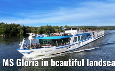 MS Gloria in beautiful landscape near Vernon, Seine river 19.09.2023