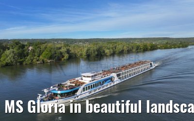 MS Gloria in beautiful landscape near Vernon, Seine river 19.09.2023