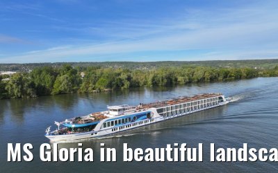 MS Gloria in beautiful landscape near Vernon, Seine river 19.09.2023