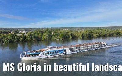 MS Gloria in beautiful landscape near Vernon, Seine river 19.09.2023