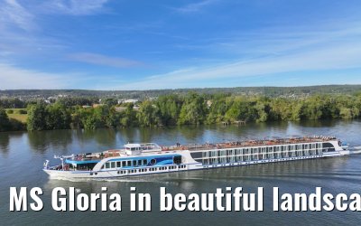 MS Gloria in beautiful landscape near Vernon, Seine river 19.09.2023