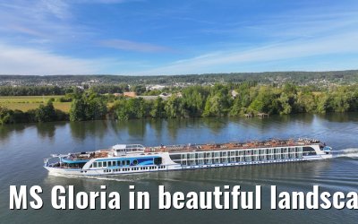 MS Gloria in beautiful landscape near Vernon, Seine river 19.09.2023