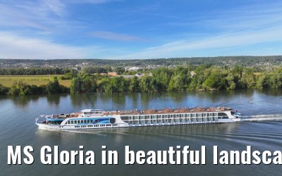 MS Gloria in beautiful landscape near Vernon, Seine river 19.09.2023