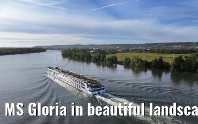 MS Gloria in beautiful landscape near Vernon, Seine river 19.09.2023
