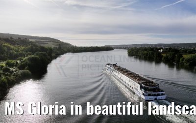 MS Gloria in beautiful landscape near Vernon, Seine river 19.09.2023