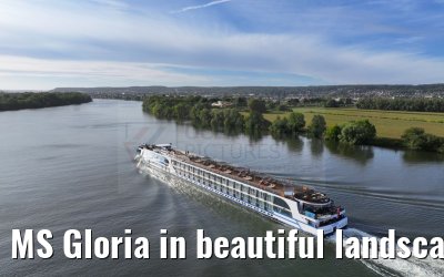MS Gloria in beautiful landscape near Vernon, Seine river 19.09.2023