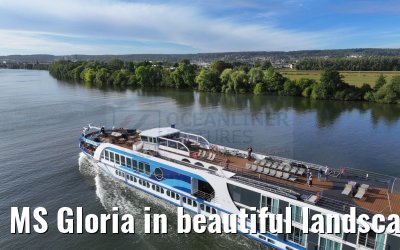 MS Gloria in beautiful landscape near Vernon, Seine river 19.09.2023