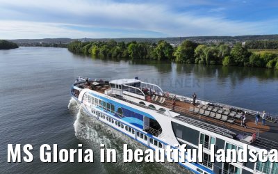 MS Gloria in beautiful landscape near Vernon, Seine river 19.09.2023