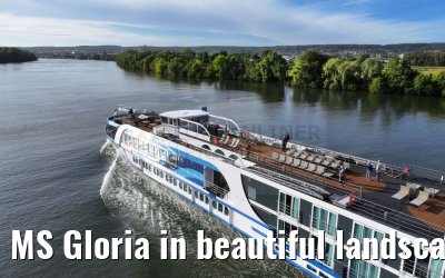 MS Gloria in beautiful landscape near Vernon, Seine river 19.09.2023